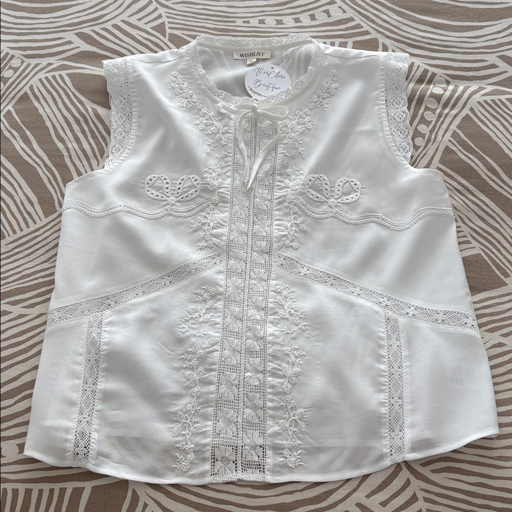 WISHLIST white embroidered blouse
